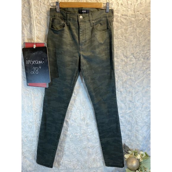 Aero Womens Jeggings Size 6 Green Camouflage jeans - Picture 2 of 9